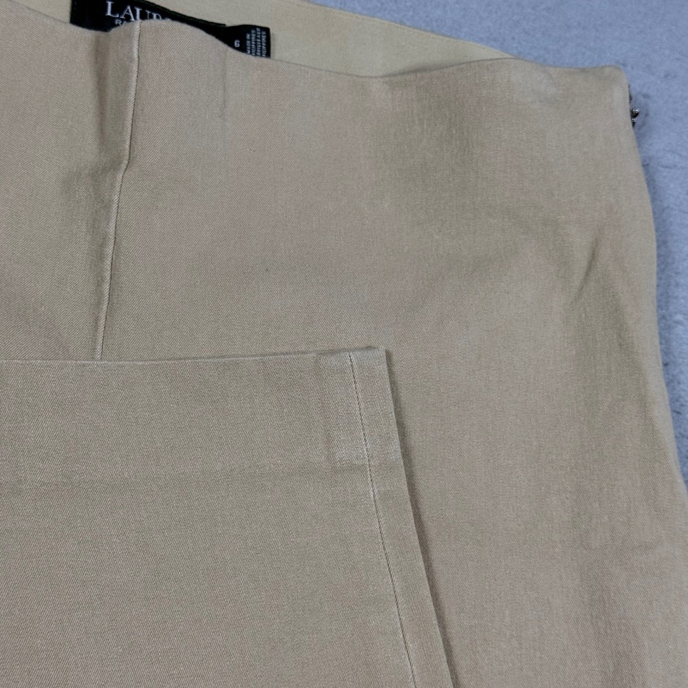 Lauren Ralph Lauren Tan Slim Fit Side Zip Stretch Pants Khaki Womens 6